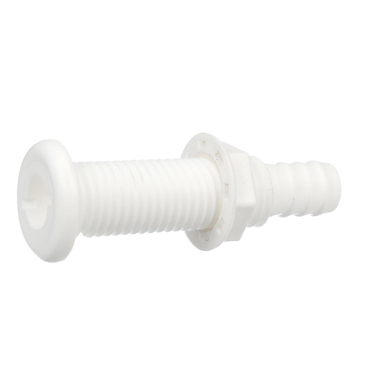 Seachoice Polypropylene Extra Long Thru-Hull Connector for 3/4 in. ID Hose, White Finish - 18161
