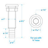 Seachoice Polypropylene Extra Long Thru-Hull Connector for 3/4 in. ID Hose, White Finish - 18161 - official Seachoice product image 4