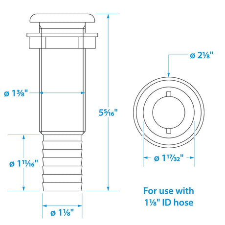 Seachoice Extra Long Thru-Hull Fitting w/ Broad Flange For 1-1/8 In. ID Hose, 3 In. Long Thread - 18181 - official Seachoice product image 6