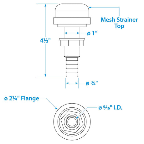 Seachoice Thru-Hull Strainer Mount With Aerator Screen, Fits 3/4 In. Hose - 18191 - official Seachoice product image 4