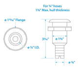 Seachoice Covered Thru-Hull Fitting w/ Stainless-Steel Flange, Fits 3/4 In. ID Hose - 50-18441 - official Seachoice product image 2