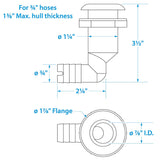 Seachoice 90-Degree Thru-Hull Connector, Fits 3/4 In. ID Hose, 1-3/8 In. Max Hull, White - 50-18541 - official Seachoice product image 4