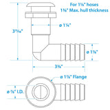 Seachoice 90-Degree Thru-Hull Connector, Fits 1-1/8 In. ID Hose, 1-3/8 In. Max Hull - 50-18561 - official Seachoice product image 3