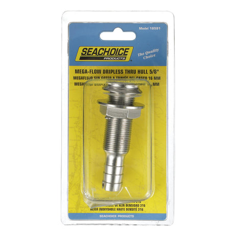 Seachoice Mega-Flow Dripless Thru Hull Fitting, 316 Stainless Steel, Fits 5/8 in. Hose, 1-1/2 in. Max. Hull - 50-18591 - official Seachoice product image 6