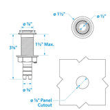 Seachoice Mega-Flow Dripless Thru Hull Fitting, 316 Stainless Steel, Fits 5/8 in. Hose, 1-1/2 in. Max. Hull - 50-18591 - official Seachoice product image 2