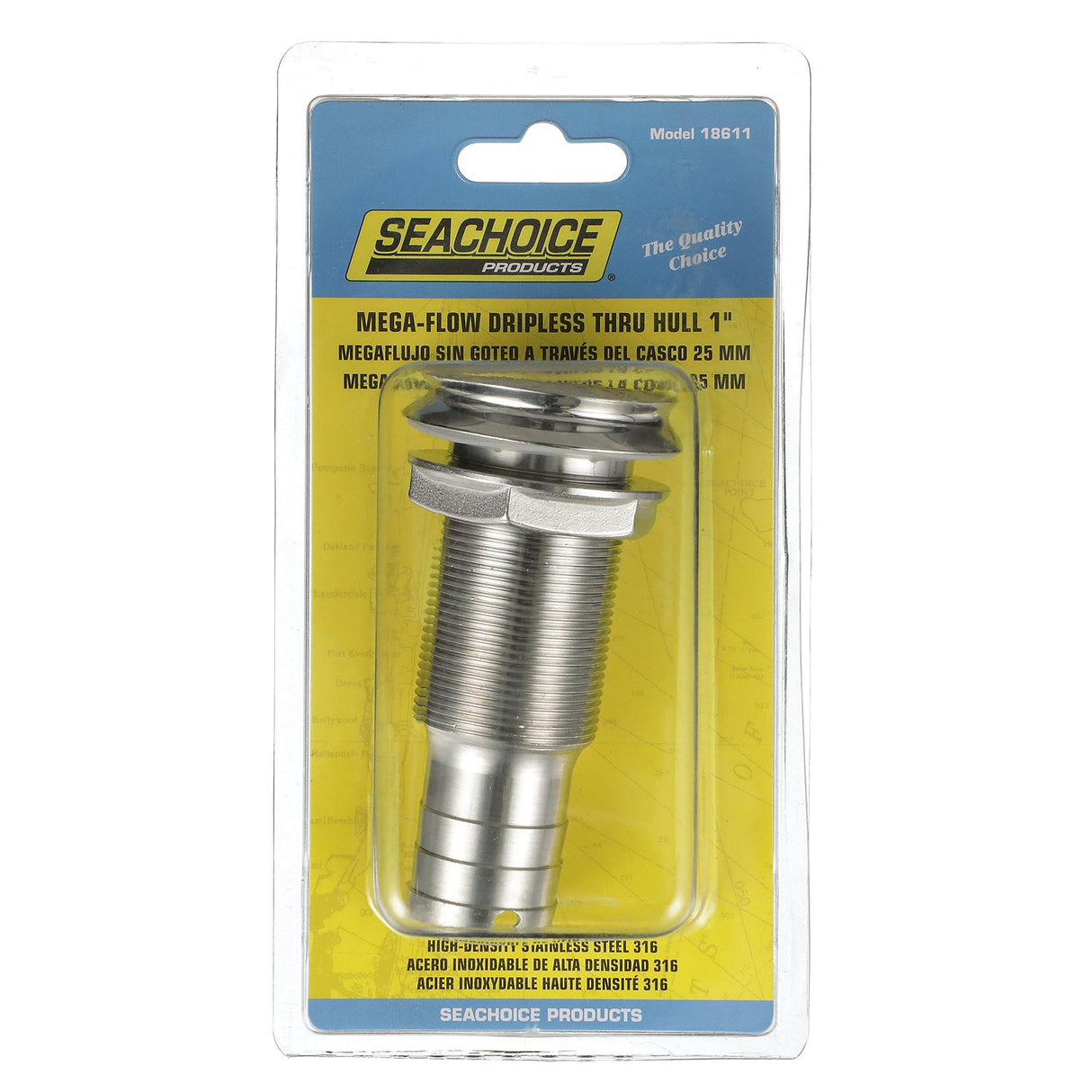 Seachoice Mega-Flow Dripless Thru Hull Fitting, 316 Stainless Steel, Fits 1 in. Hose, 1-1/2 in. Max. Hull - 50-18611 - official Seachoice product image 7