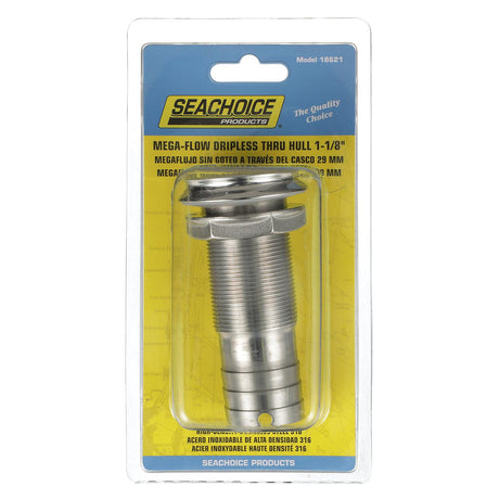 Seachoice Mega-Flow Dripless Thru Hull Fitting, 316 Stainless Steel, Fits 1-1/8 in. Hose, 1-1/2 in. Max. Hull - 50-18621 - official Seachoice product image 7