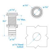 Seachoice Mega-Flow Dripless Thru Hull Fitting, 316 Stainless Steel, Fits 1-1/8 in. Hose, 1-1/2 in. Max. Hull - 50-18621 - official Seachoice product image 2