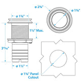 Seachoice Mega-Flow Dripless Thru Hull Fitting, 316 Stainless Steel, Fits 1-1/2 In. Hose, 1-1/2 In. Max. Hull - 50-18631 - official Seachoice product image 3