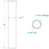 Seachoice 19111 Brass Drain Tube, 6 in. Long, 1 in. ID, 90-Degree Flange One End - SC50-19111 - official Seachoice product image 2