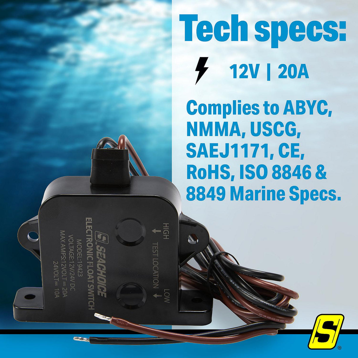 Seachoice 19423 Automatic Bilge Pump Switch, 20A - SFBS-20-06 - image 2