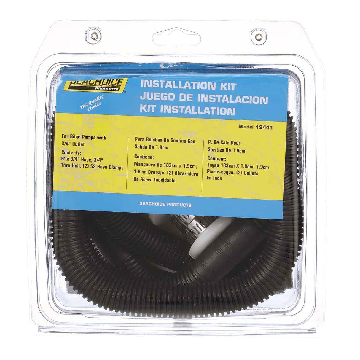 Seachoice Bilge Pump Installation Kit For 3/4 In. Outlets, Includes 6 Ft. Hose, 2 Hose Clamps, and Thru-Hull Fitting - 19441 - official Seachoice product image 4