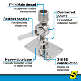 Seachoice 19722 Universal Antenna Ratchet-Mount Base, 316 Stainless Steel - 61C2051 - image 11