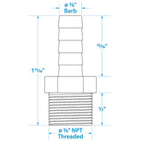 Seachoice Male Hose Barb, 3/8 In. With 3/8 In. Thread - 50-20791 - official Seachoice product image 2