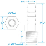 Seachoice Male Hose Barb, 1/4 in. with 1/4 in. NPT - 50-20801 - official Seachoice product image 3