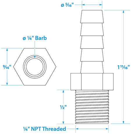 Seachoice Male Hose Barb, 1/4 in. with 1/4 in. NPT - 50-20801 - official Seachoice product image 3