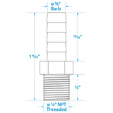 Seachoice Male Hose Barb, 3/8 In. With 1/4 In. Thread - 50-20821 - official Seachoice product image 3