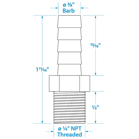 Seachoice Male Hose Barb, 3/8 In. With 1/4 In. Thread - 50-20821 - official Seachoice product image 3