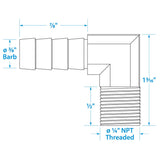 Seachoice 90-Degree Fuel Elbow, 3/8 In. With 1/4 In. Thread - 50-20851 - official Seachoice product image 2
