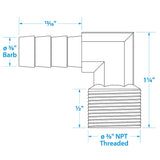 Seachoice 90-Degree Fuel Elbow, 3/8 In. With 3/8 In. Thread - 50-20861 - official Seachoice product image 2