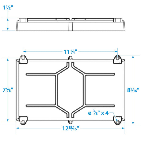Seachoice USCG-Approved Marine Group 27 Series Hold-Down Battery Tray, Black - 22041 - official Seachoice product image 3