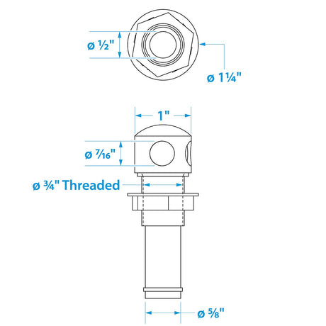 Seachoice Thru Hull Fuel Tank Vent, Chrome-Plated Brass, 5/8 in. - SC50-23031 - official Seachoice product image 6