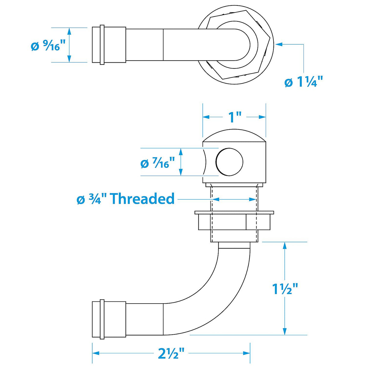 Seachoice Thru Hall Fuel Tank Vent, Chrome-Plated Brass, 5/8 in., 90 Degree - SC50-23041 - official Seachoice product image 4