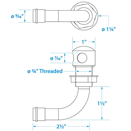 Seachoice Thru Hall Fuel Tank Vent, Chrome-Plated Brass, 5/8 in., 90 Degree - SC50-23041 - official Seachoice product image 4