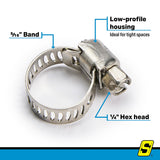 Seachoice 23351 Stainless-Steel Mini Hose Clamps, 5/16" Band, Size #4, 10/Bx - 23351 - official Seachoice product image 4