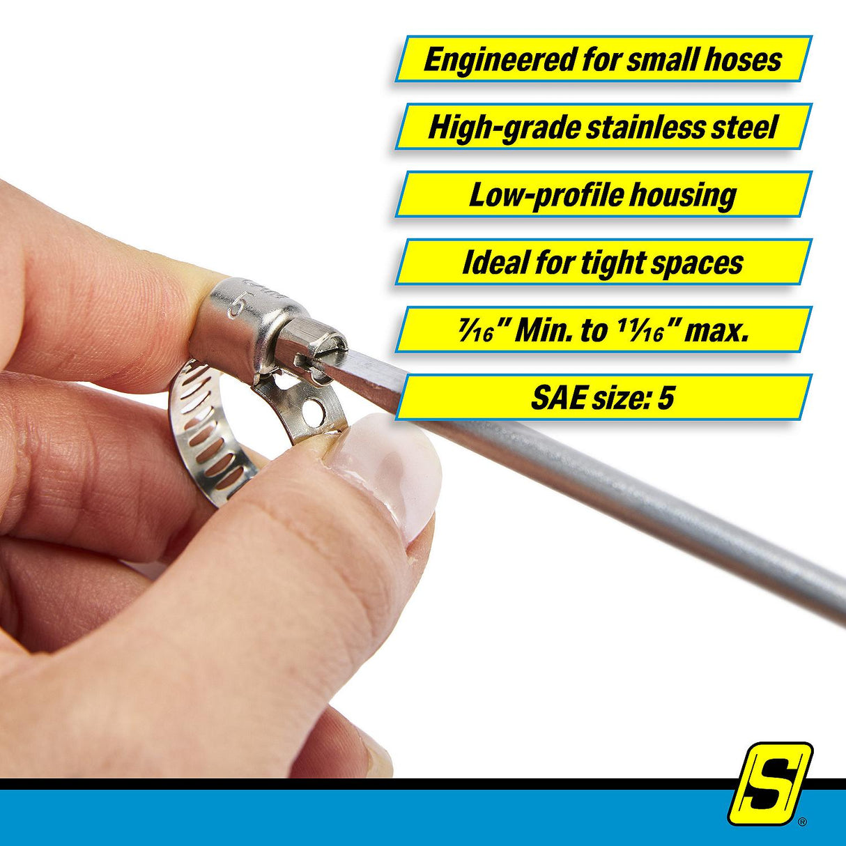 Seachoice 23353 Stainless-Steel Mini Hose Clamps, 5/16" Band, Size #5, 10/Bx - 23353 - official Seachoice product image 6