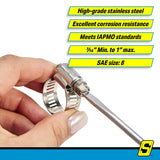 Seachoice 23381 Stainless-Steel Marine Hose Clamps, 1/2" Band, Size #8, 10/Bx - image 5