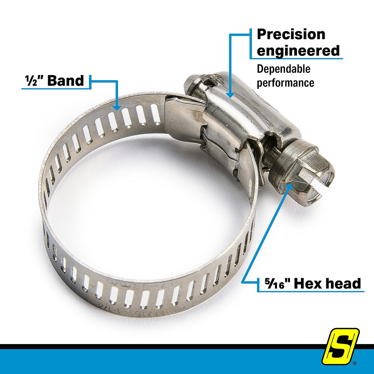 Seachoice 23384 Stainless-Steel Marine Hose Clamps, 1/2" Band, Size #12, 10/Bx - 23384 - official Seachoice product image 7