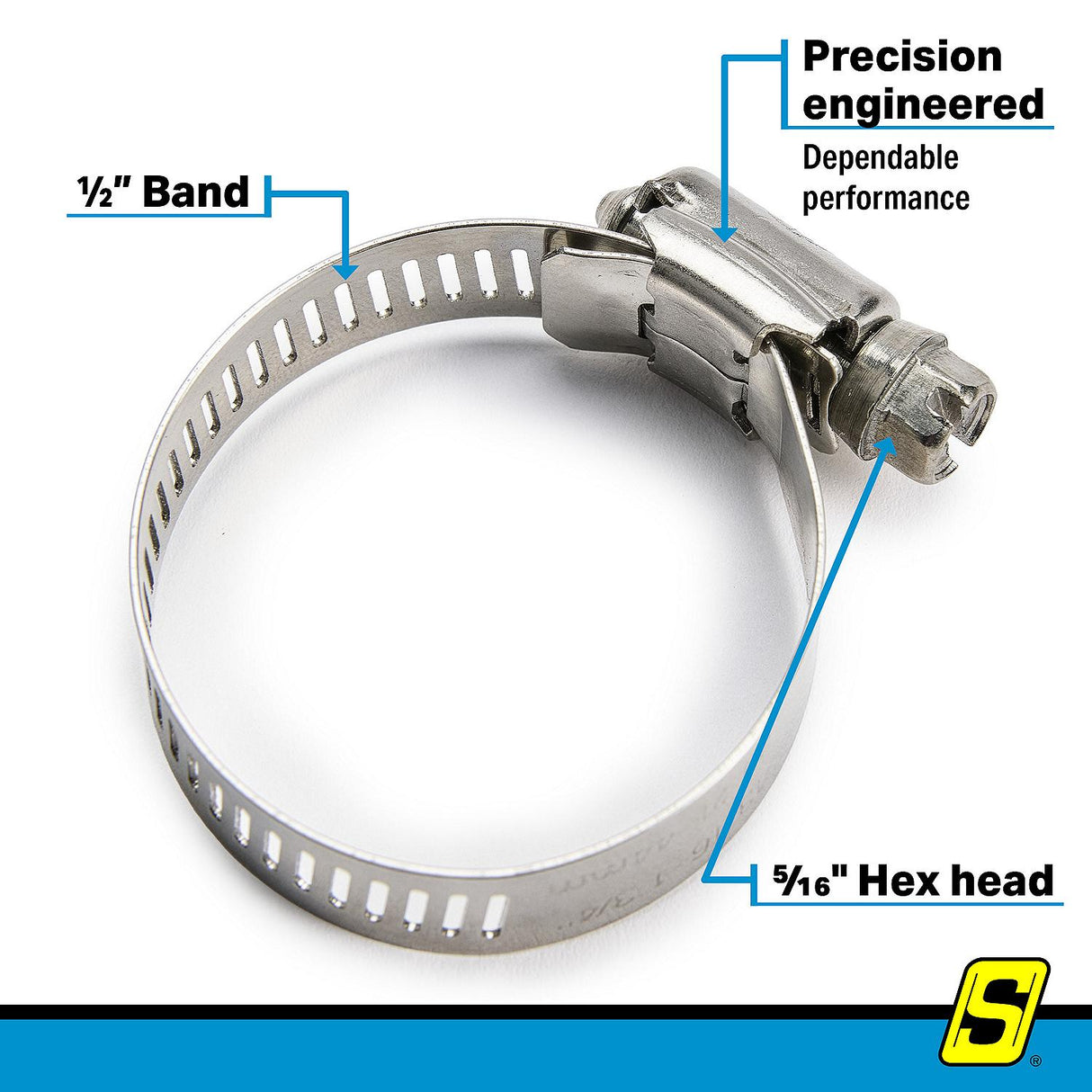 Seachoice 23387 Stainless-Steel Marine Hose Clamps, 1/2" Band, Size #20, 10/Bx - 23387 - official Seachoice product image 4