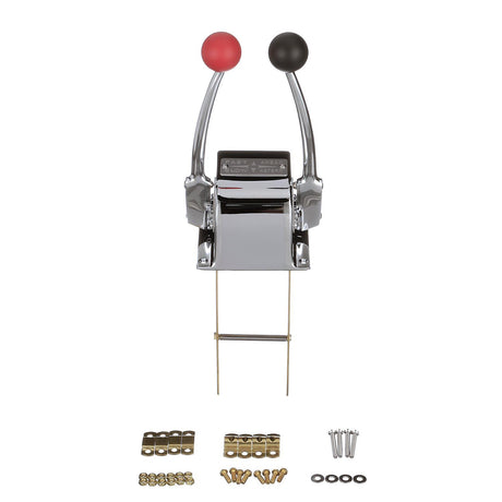 Seachoice Twin Lever Control, Chrome-Plated Brass, Red and Black Knobs, 8-5/16 In. Tall - 28401 - official Seachoice product image 6