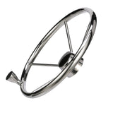 Seachoice 5-Spoke Destroyer Steering Wheel w/ Turning Knob, Stainless Steel, Black Center Cap - 28541 - official Seachoice product image 2