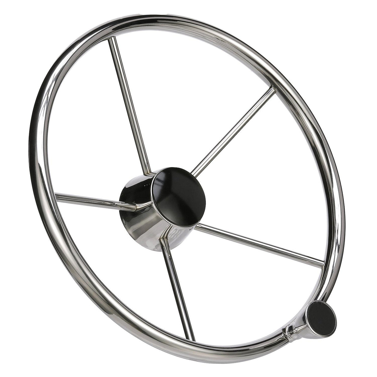 Seachoice 5-Spoke Destroyer Steering Wheel w/ Turning Knob, Stainless Steel, Black Center Cap - 28541 - official Seachoice product image 5