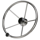 Seachoice 5-Spoke Destroyer Steering Wheel w/ Turning Knob, Stainless Steel, Black Center Cap - 28541 - official Seachoice product image 4