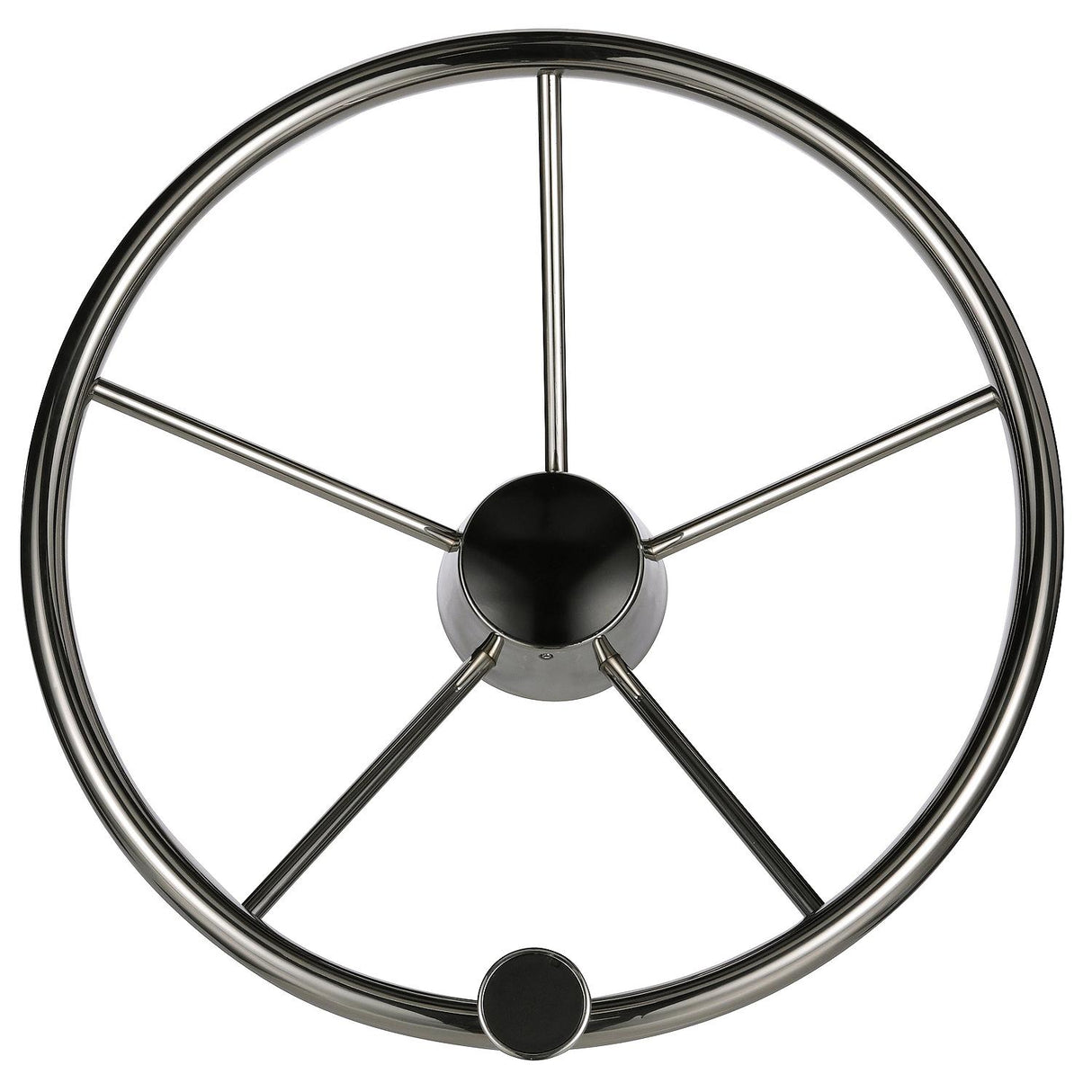 Seachoice 5-Spoke Destroyer Steering Wheel w/ Turning Knob, Stainless Steel, Black Center Cap - 28541 - official Seachoice product image 3