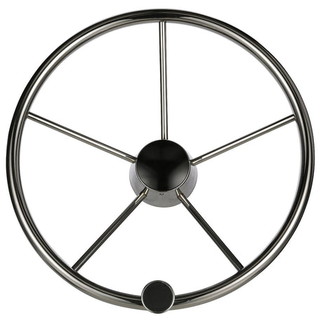 Seachoice 5-Spoke Destroyer Steering Wheel w/ Turning Knob, Stainless Steel, Black Center Cap - 28541 - official Seachoice product image 3