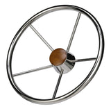 Seachoice 5-Spoke Destroyer Steering Wheel, Stainless Steel, Genuine Teak Center Cap - 28551 - official Seachoice product image 2