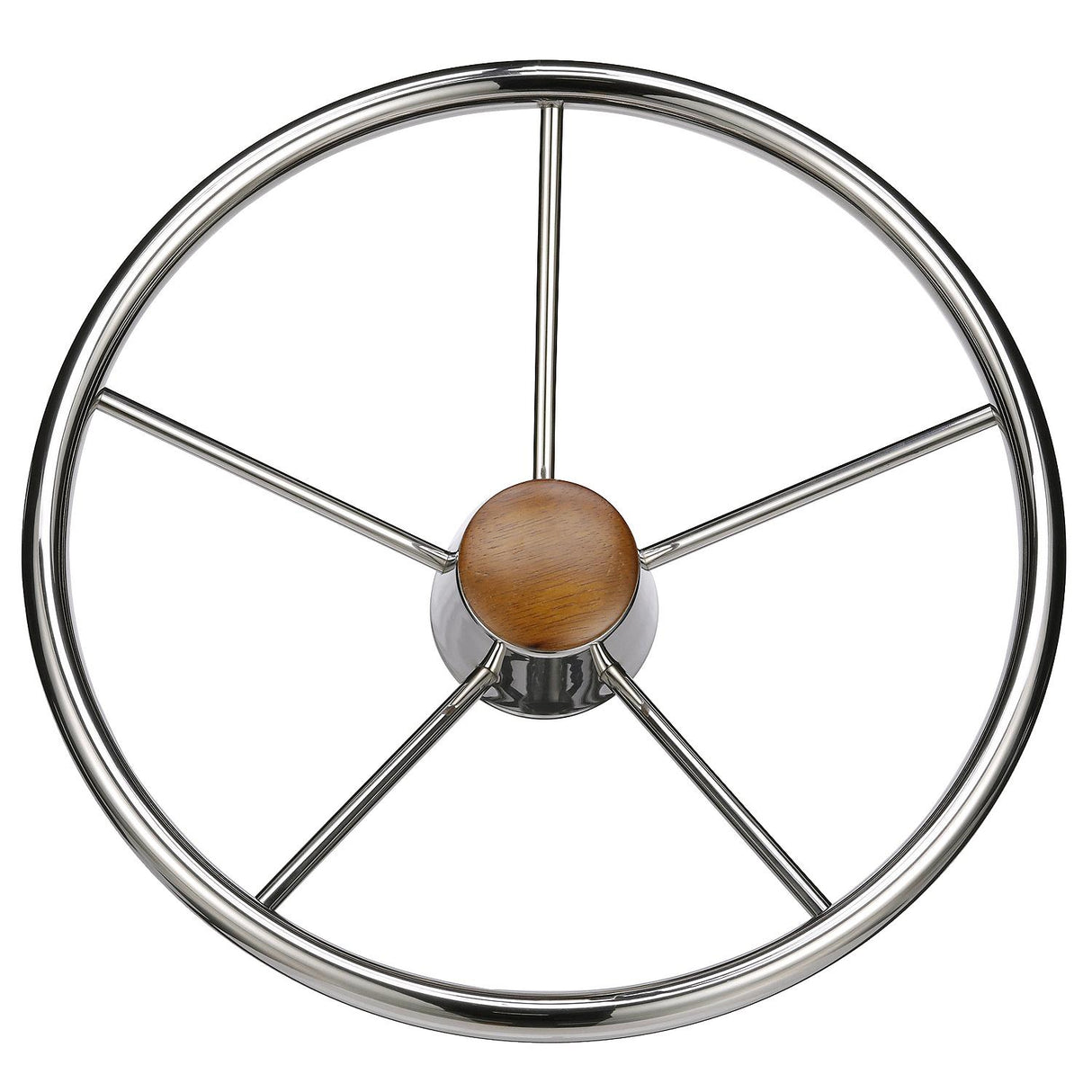 Seachoice 5-Spoke Destroyer Steering Wheel, Stainless Steel, Genuine Teak Center Cap - 28551 - official Seachoice product image 5