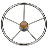 Seachoice 5-Spoke Destroyer Steering Wheel, Stainless Steel, Genuine Teak Center Cap - 28551 - official Seachoice product image 5