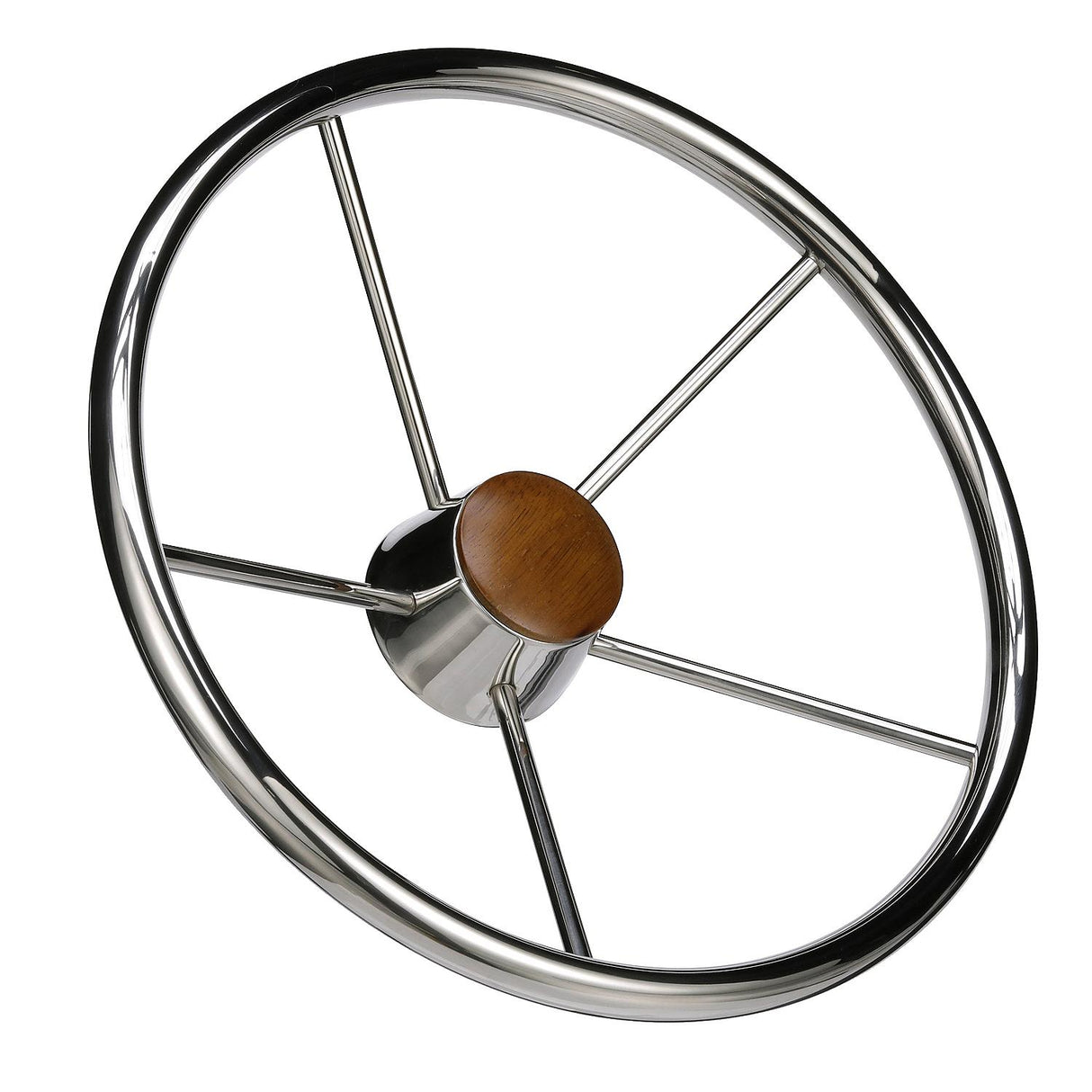Seachoice 5-Spoke Destroyer Steering Wheel, Stainless Steel, Genuine Teak Center Cap - 28551 - official Seachoice product image 3