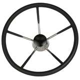 Seachoice 5-Spoke Destroyer Steering Wheel w/ Permanent Foam Grip, Stainless Steel, Black Center Cap - 28581 - official Seachoice product image 4