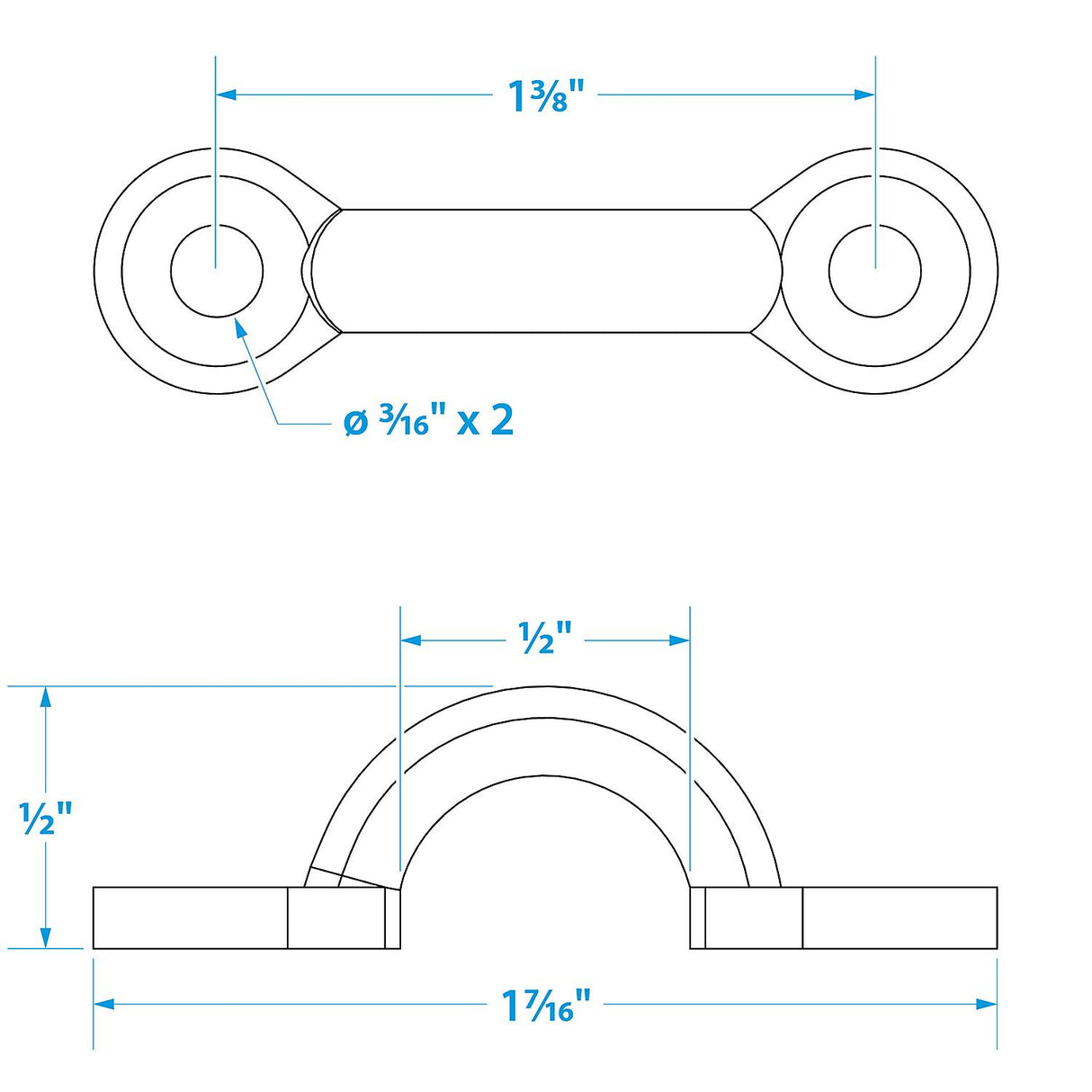 Seachoice Multi-Purpose Forged Stainless Steel 3/8 In. Eye Straps, Set of 4 - 28811 - official Seachoice product image 5