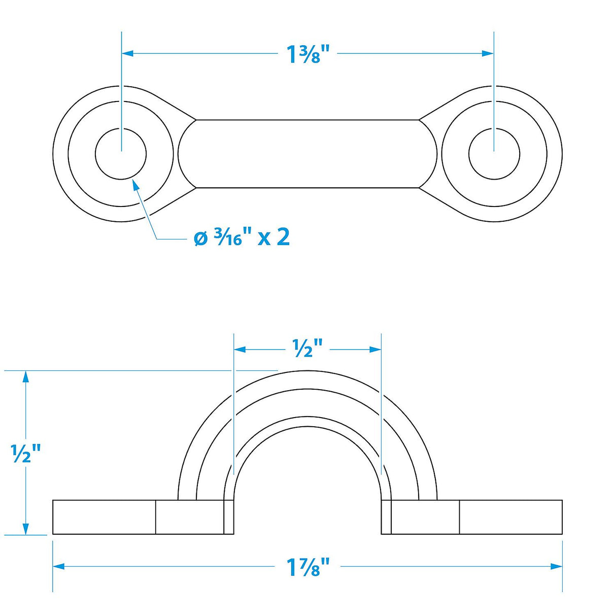 Seachoice Multi-Purpose Chrome-Plated Zinc 3/8 in. Eye Straps, Set of 4 - 28831 - official Seachoice product image 3