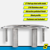 Seachoice 30042 316 Cast Stainless Steel Pull Up Cleat w/ Studs, Flush Mount, 5" long - 54022 - image 5