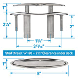 Seachoice 30042 316 Cast Stainless Steel Pull Up Cleat w/ Studs, Flush Mount, 5" long - 54022 - image 3