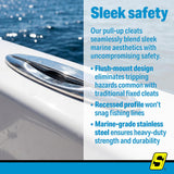 Seachoice 30052 316 Cast Stainless Steel Pull Up Cleat w/ Studs, Flush Mount, 6" long - 54023 - image 3