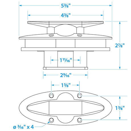 Seachoice 316 Cast Stainless Steel Pull Up Cleat, Flush Mount, 4-1/2 in. Long - 50-30061 - official Seachoice product image 3